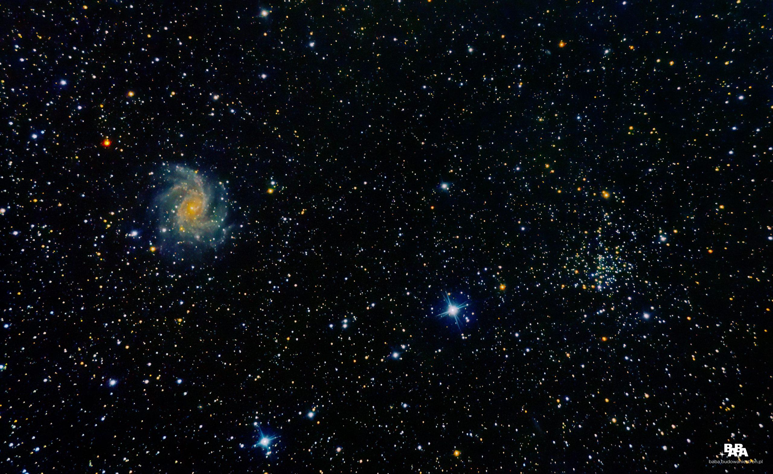 Galaktyka Fajerwerk i Gromada otwarta NGC 6939